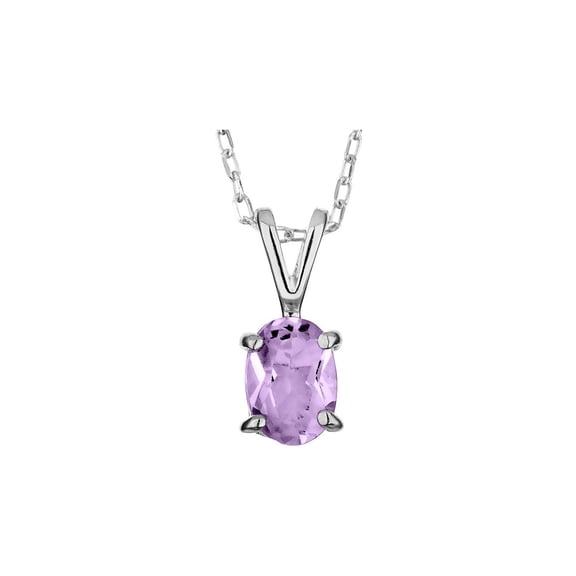 8x6mm Amethyst Pendant Necklace in Sterling Silver with Chain