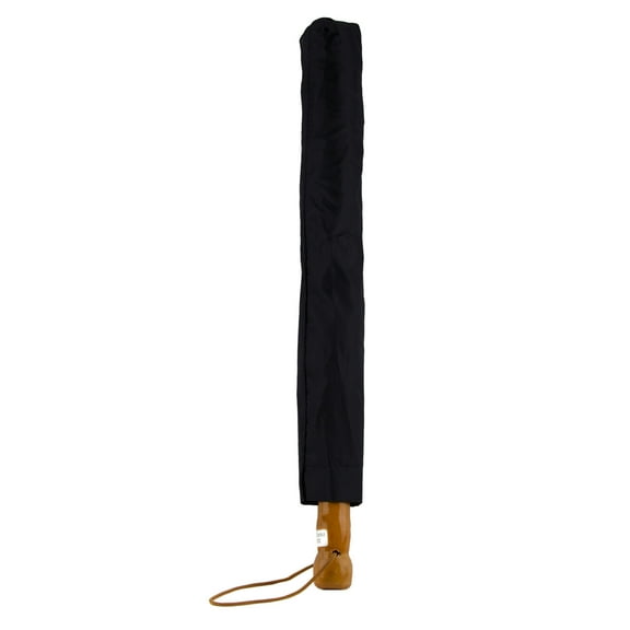 Wind Defying Essentials Umbrella in Black with Wood Handle