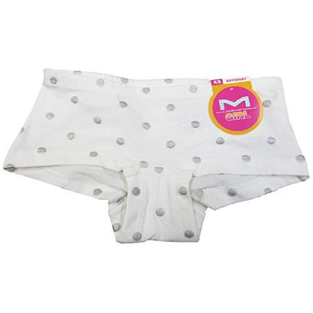Maidenform Girls' Boyshort Underwear White Glitter Dot Small
