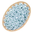 thumbnail image 4 of Woven Rattan Ceramic Serving Tray, Woven Rattan Ceramic Plate Home Decoration Practical  For Banquet For Dining Table For Party Ink Blue Flowers,Ink Blue Flowers Dot,Ink Blue, 4 of 8
