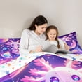 thumbnail image 4 of Meiyoeat Cosmic Kawaii Axolotl Twin Comforter Sets 2pcs, Whimsical Galaxy Planet Pattern Bedding Set, Purple Pink, 4 of 6