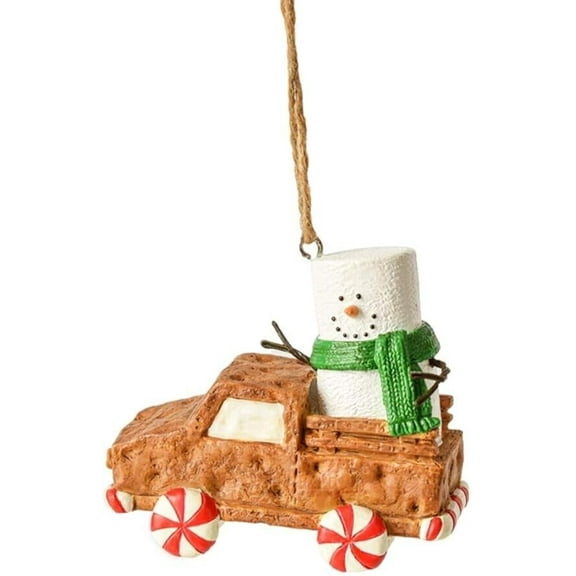 S'mores Snowman GRAHAM CRACKER PICKUP TRUCK Christmas Ornament, by Midwest CBK