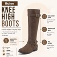 thumbnail image 3 of LOVE STEETLY Women's Knee High Chunky Heel Boots, Side Zipper Round Toe Faux Leather Casual Buckle Comfort Versatile Boot., 3 of 7