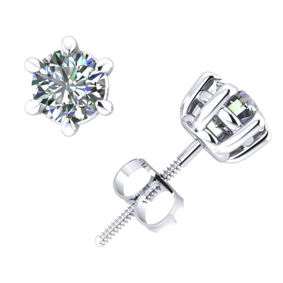 0.50CT Round Cut Diamond Basket Solitaire Stud Earrings 14k White Gold Prong Set GH I1