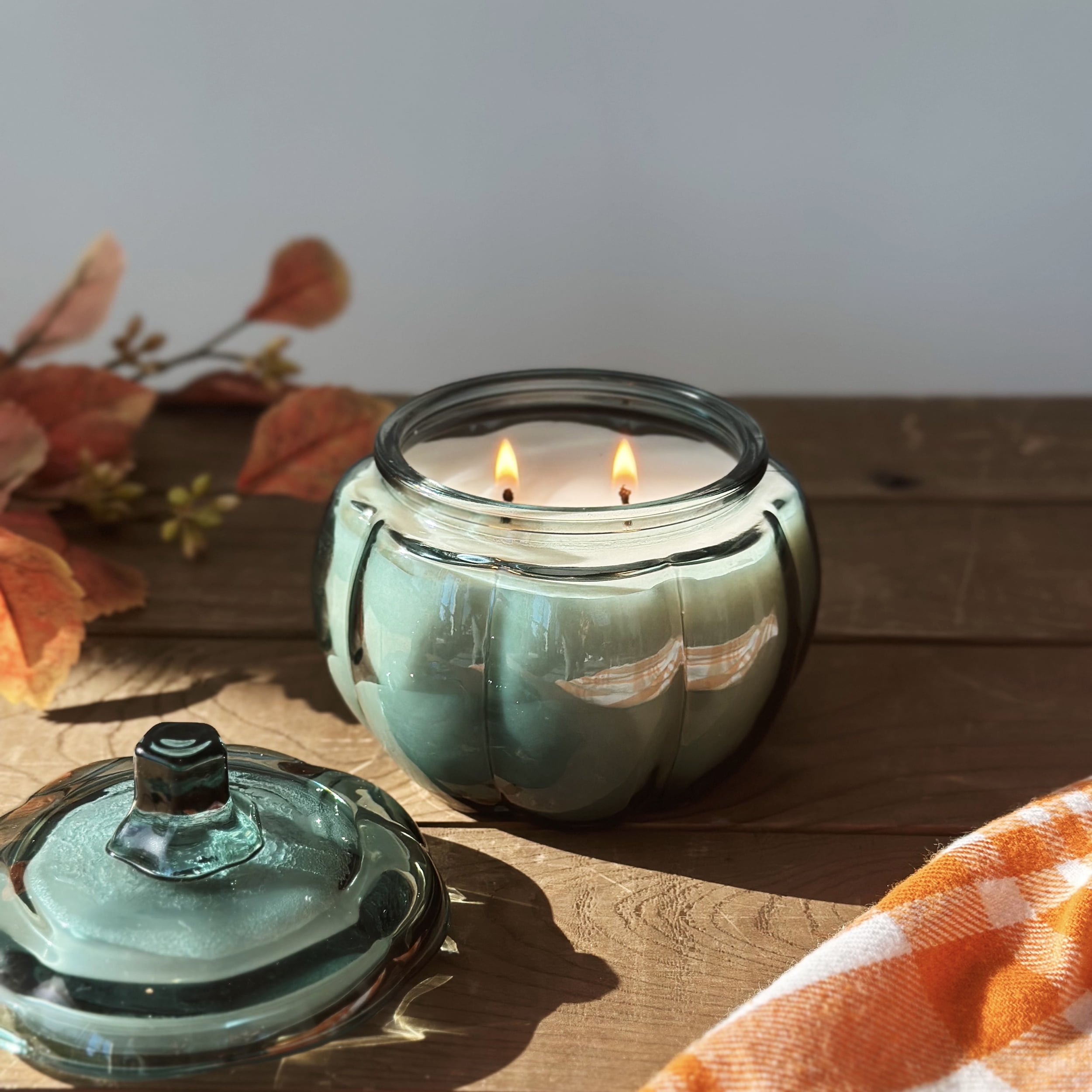 Better Homes & Gardens Leaves and Acorn Scented 2-Wick Pumpkin Jar Candle 13.8oz