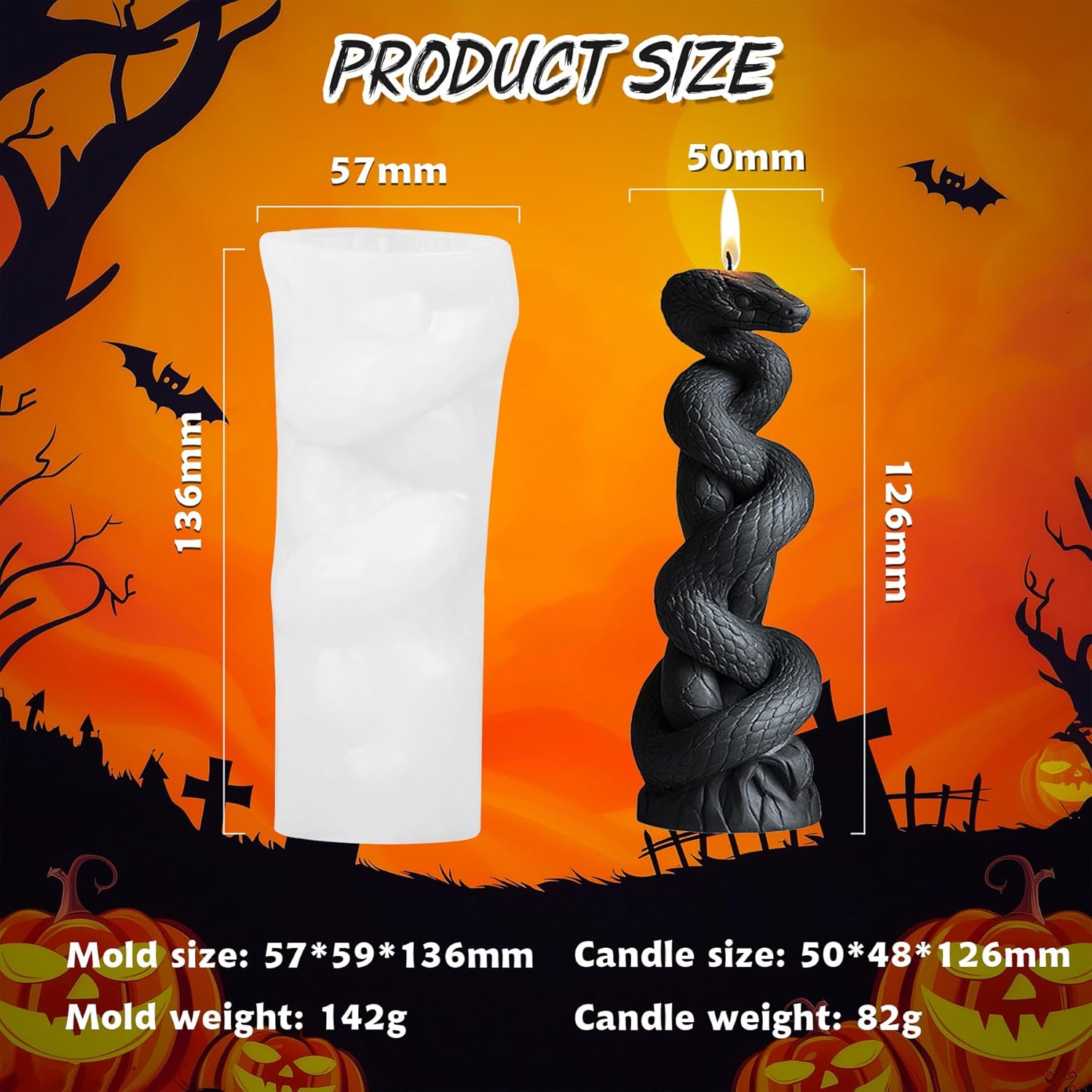 ABCISI Snake Pillar Candle Mold, Snake Winding Column Silicone Mold for Soy Wax Candle, 3D Silicone Mold for Resin Casting DIY Plaster Polymer Clay Home Decoration