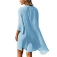 thumbnail image 2 of MAWCLOS Women Swimsuit Coverup Half Sleeve Beach Cover Up Button Down Shirt Ladies Bikini Swimwear Mini Dress Summer Beachwear Light Blue XS, 2 of 3