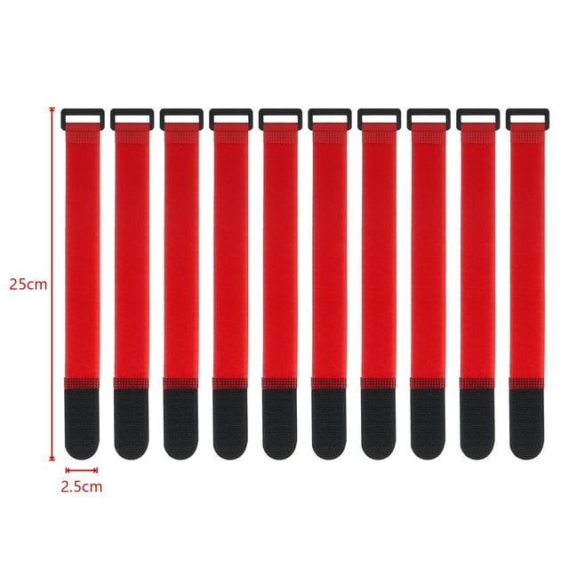 10Pcs 2.5cm Width Nylon Cable Ties Reverse Buckle Strap Reusable Self Adhesive Tape Fastener Hook Loop Fixed Strap Sticky 2.5x25CM-B 10Pcs