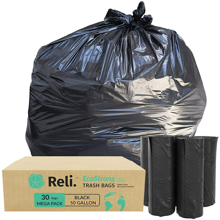Reli. Eco-Friendly 50 Gallon Trash Bags (30 Bags) Recyclable 45