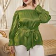 thumbnail image 4 of mfyjkho Tops De Moda Para Mujer, Cuello Inclinado De Color Liso Para Mujer Y Elegante Manga De Hoja Tops De Tallas Grandes Xxxxl, 4 of 5
