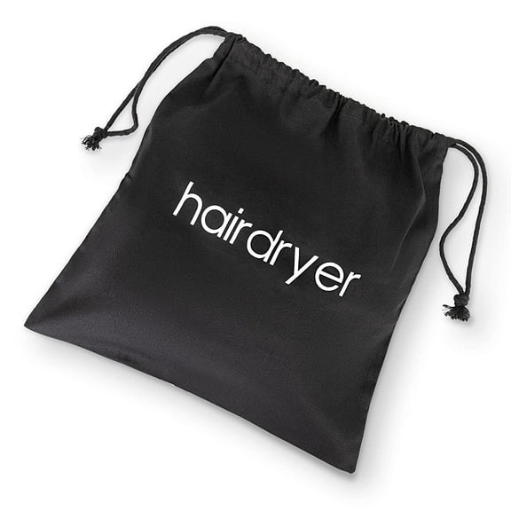 FabbPro Hair Dryer Bags Storage Organizer Black Color 12" x 12" Black Drawstring Closure Cover Ideal for Home, Hotel, Guest Room or as a Travel Bag 12" x 12"