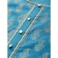 thumbnail image 4 of Yash Gallery Women's Cotton Gold Print Anarkali Kurta (Teal Blue), 4 of 5