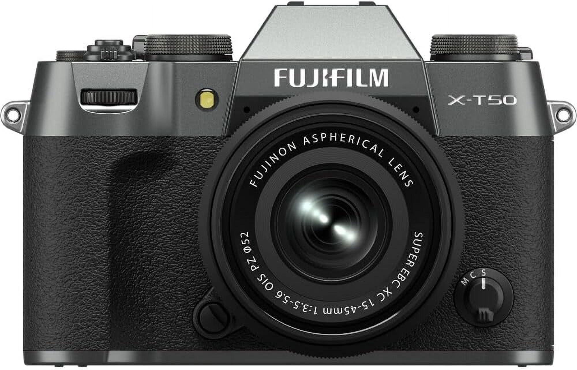 Fujifilm X-T50 Mirrorless Camera with 15-45mm Lens (Charcoal) Bundle with 52MM Protection Filter and Advanced Accessories | Fuji xt50