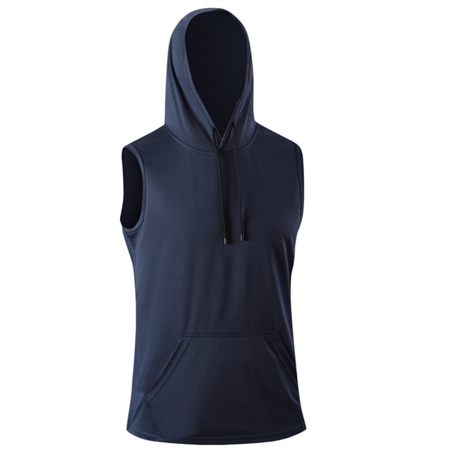 Chbgutlmr T Shirts for Man Sleeveless Drawstring Hooded Pullover Fitting Athletic Summer Tops Pocket