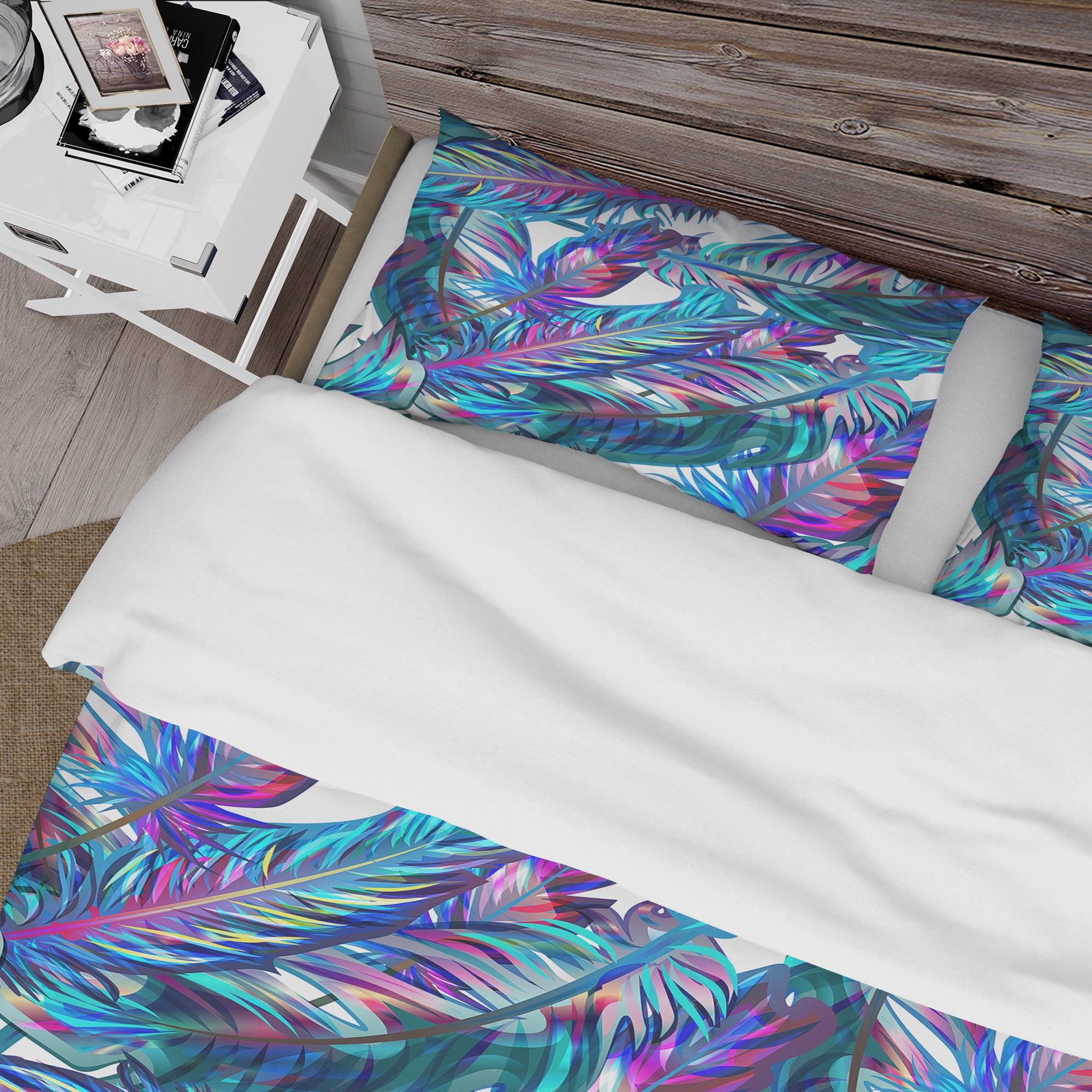 Designart 'Blue Tropical Leaves' Tropical Duvet Cover Set