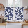 thumbnail image 2 of Indigo Leaves Tier Curtains 54 Inch Length, Farmhouse Botanical Leaf Branch Vintage Modern Cafe Curtains for Bathroom Over Sink, Small Kitchen Curtain Light Filtering Drapes 2 Panels 27.5"Wx54"L, 2 of 9