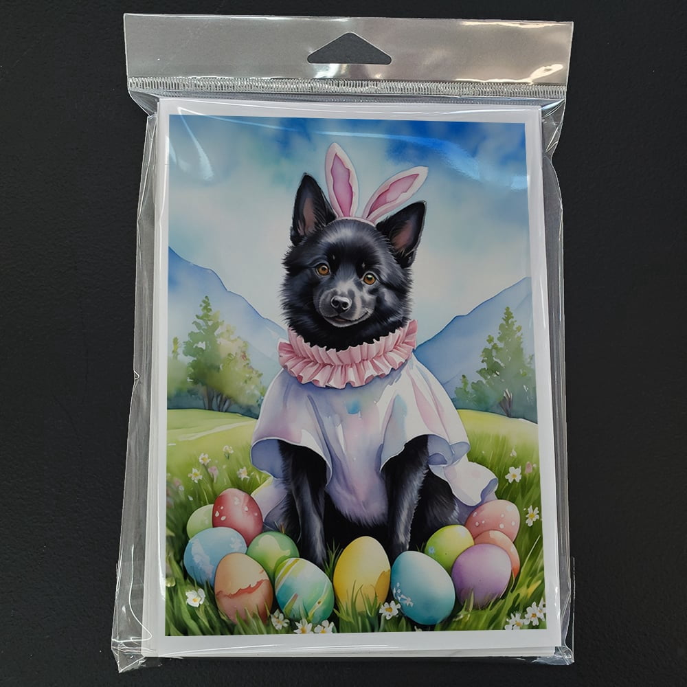 Schipperke Easter Egg Hunt Greeting Cards Pack of 8 7 in x 5 in