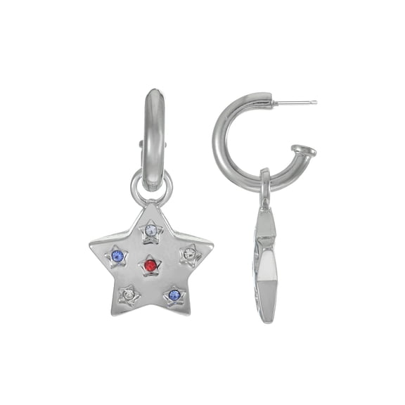 Way to Celebrate Americana Crystal Star Mini Hoop Earrings