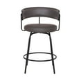 thumbnail image 2 of Benzara 30 Inch Round Seat Leatherette Barstool with Curved Back, Gray and Black, 2 of 3