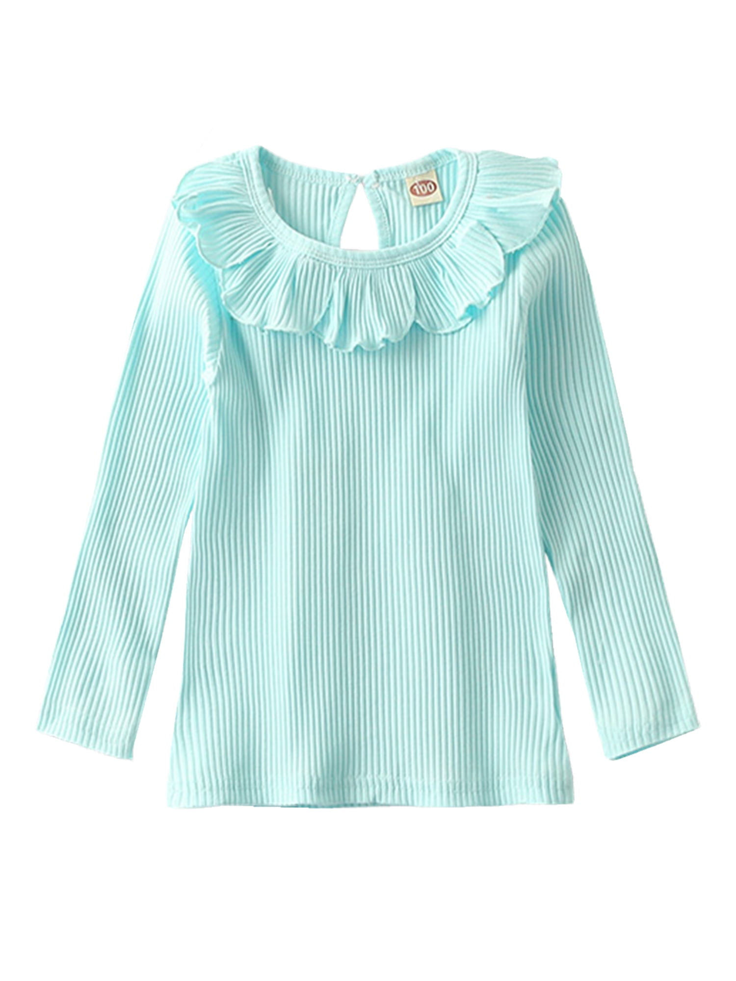 stylesilove Princess Girl Ruffled Collar Stripe Long Sleeve Cotton