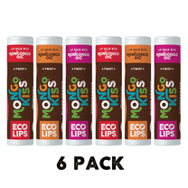 Eco Lips Mongo Kiss® Organic Lip Balm, 6 Pack Variety [Pomegranate, Yumberry, Blood Orange]