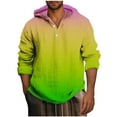 thumbnail image 1 of Blusa de manga larga con capucha para hombre, estilo informal, con botones, estampado degradado, de poliéster, 1 of 4