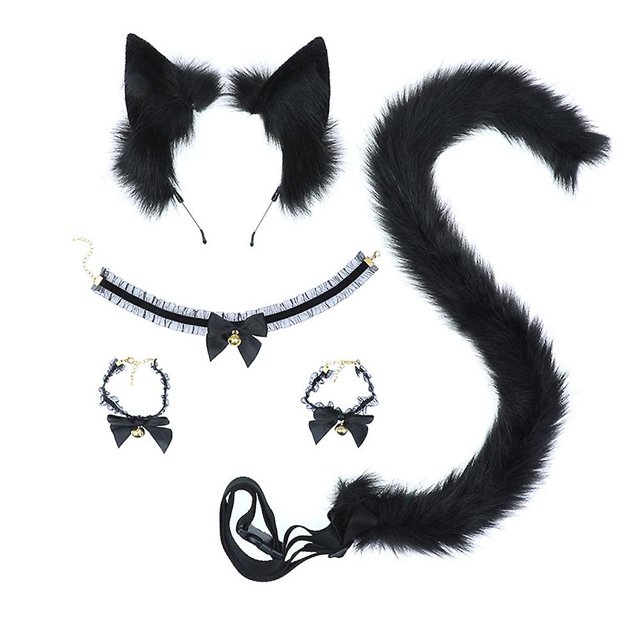 Kit de disfraz de gato YONGSHENG orejas y cola de lobo y zorro blanco