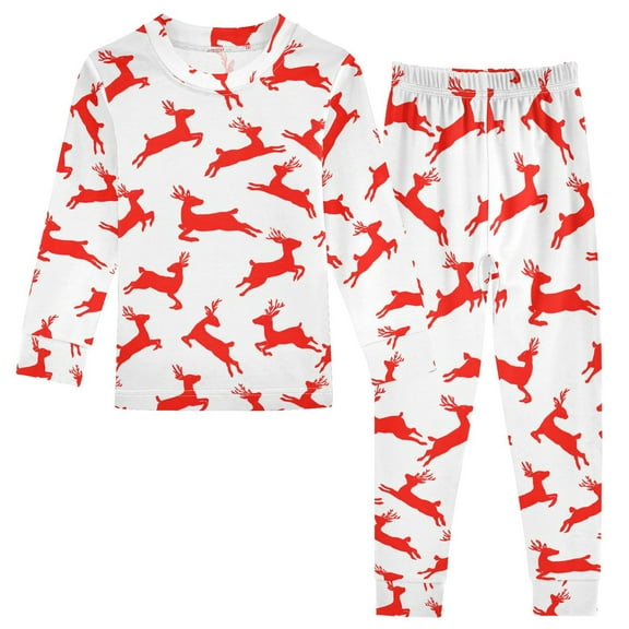 joogoo Reindeers Christmas 2 Piece Long Sleeve Tee and Pants Cotton Pajama Set 5Y
