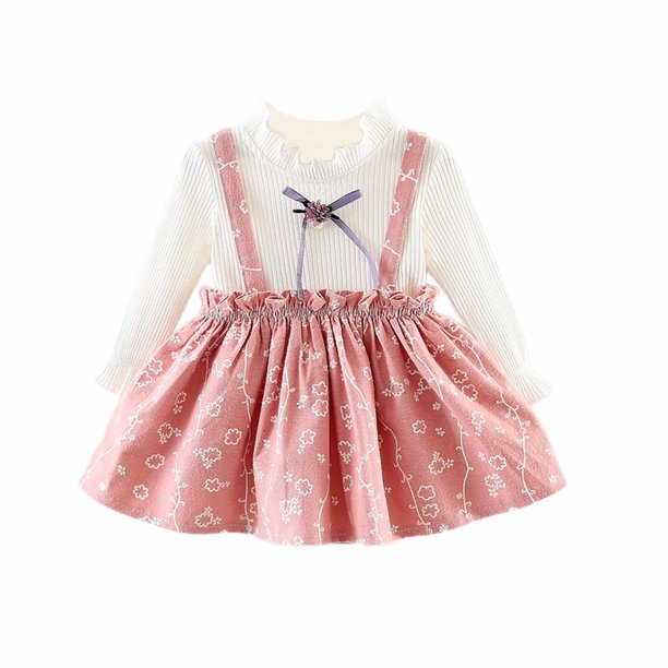 Baby Girl Printed One Piece Dress Cute Bow Suspender Dress Girls Casual Style Clothes Walmart Com Walmart Com