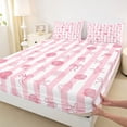 thumbnail image 4 of Erosebridal Pink Starfish Bow Knot Full Size Sheets 4-Piece for Girls,Ocean Theme Geometric Stripes Bed Sheets for Teens Adults,Luxury Bedroom Decor, 4 of 5