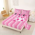 thumbnail image 2 of Erosebridal Pink Geometric Stripes Queen Sheet Sets,Football Sport Game Soccer Ball Theme Kids Bed Set 4pcs, 2 of 6