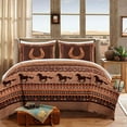 thumbnail image 2 of Chezmoi Collection Maverick 7-Piece King Microsuede Bed in a Bag Comforter Set - Southwestern Wild Horses Russet Brown Bedding Set with Comforter and Sheets, 2 of 8