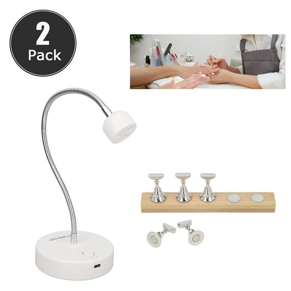 UV Nail Lamp with Nail Holder, LED Nail Lamp, USB Powered Mini Nail Light with Adjustable Goose Neck Light, Quick Dry Nail Dryer Nail Extension Gel Curing Lamp, White