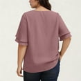 thumbnail image 5 of Fancifize Womens Plus Size Shirts Trendy Ruffle Short Sleeve T Shirt Loose Fit Crew Neck Summer Tops Casual Athletic Sport Outfits XL-5XL, 5 of 5