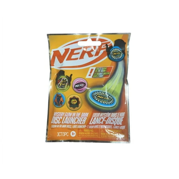 Nerf-Glow In The Dark Disc Launcher, Mystery Blind Bag (2 Discs, in 1 bag)