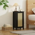 thumbnail image 4 of GloryStar Farmhouse Rattan Nightstand, Modern 2-Tier Bedside Table with Wooden Legs for Compact Rooms, 4 of 7