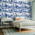 thumbnail image 2 of Peel and Stick Wallpaper Contact Paper Blue White Vintage French Country Farmhouse Temporary Nursery Statue Self Adhesive and Removable 23.6in x 118in, 2 of 8