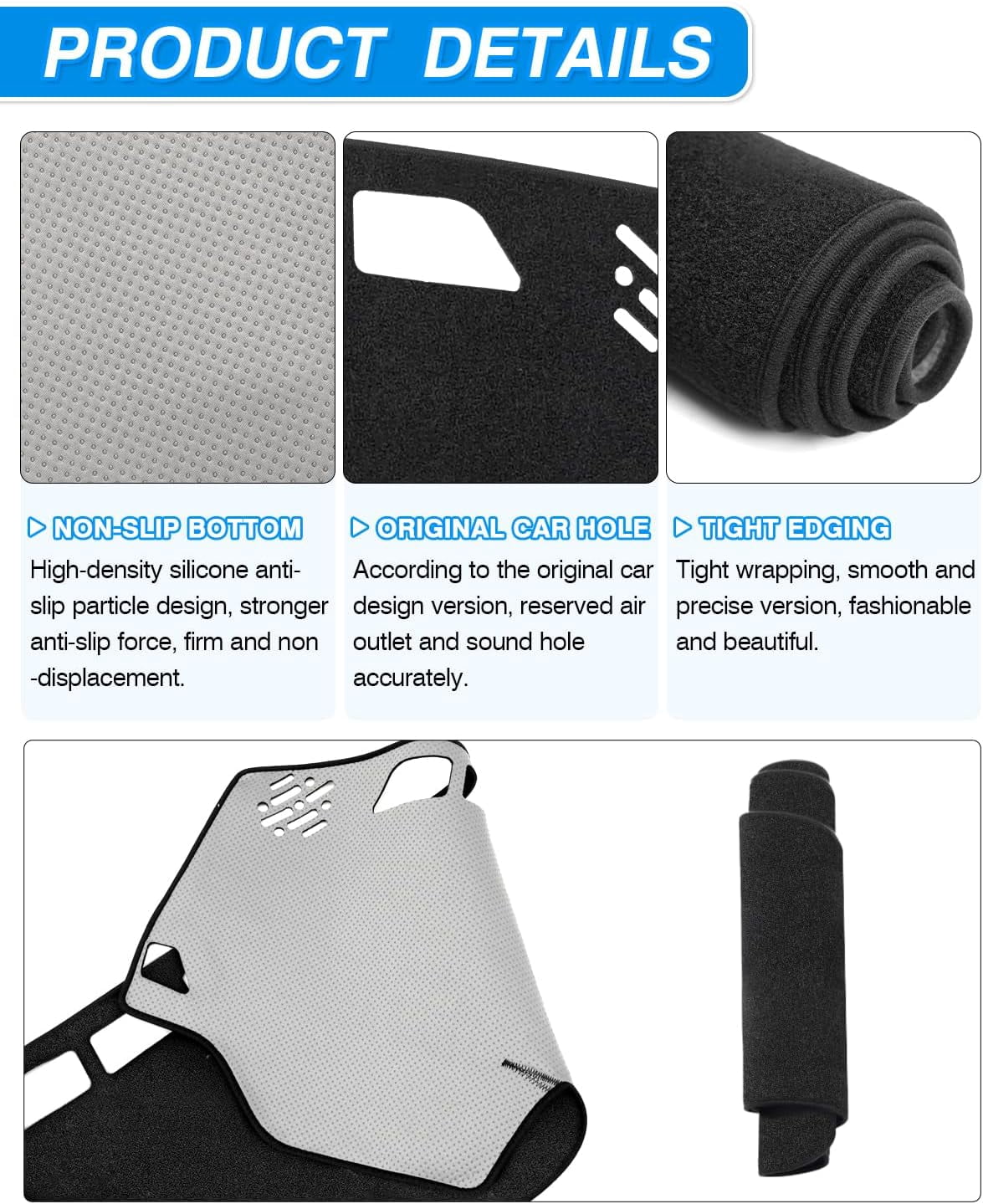 Canvcle Dash Cover Compatible with Toyota Tacoma 1998-2002 2003 2004 Accessories Dashboard Cover Mat Non-Slip Carpet Sunshield Glare UV Rays Protector