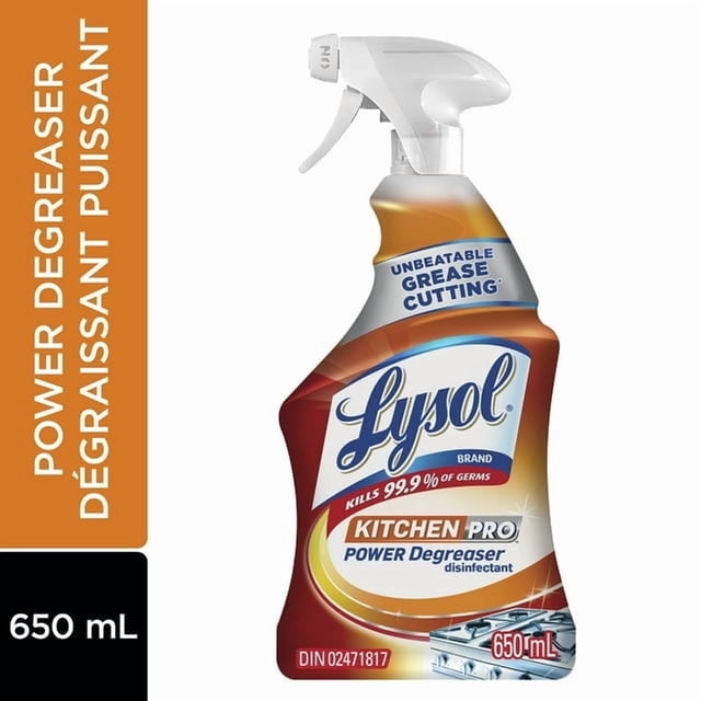 Lysol Antibacterial Kitchen Cleaner, Kitchen-Pro Power Degreaser, Unbeatable Grease Cutting, 650 mL