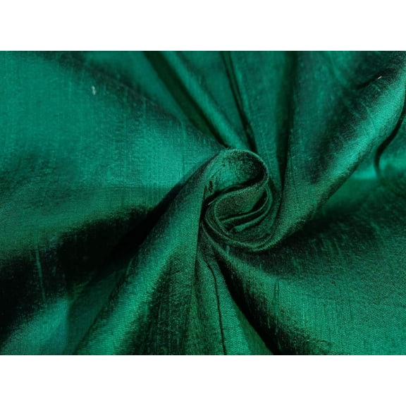 100% Pure Silk Dupion Fabric emerald green 54" wide WITH SLUBS MM86[3]