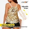 thumbnail image 6 of Women's Sequin Tank Tops Sparkly Glitter V Neck Sleeveless Halter Shirt Costume for Party Club Night Out Christmas, 6 of 7