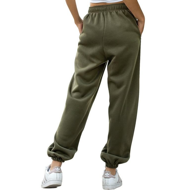 Winter Warm High Waist Casual Loose Trouser Pants For Women Thicken Jogger  Pockets Sweatpants Cargo Pants Ladies Warm Baggy Harem Trousers 