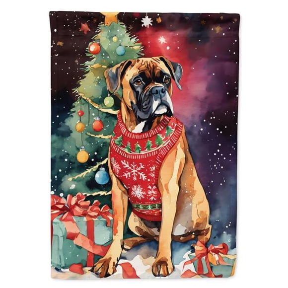 Carolines Treasures DAC3391CHF 40 x 28 Po. Drapeau de Maison Unisexe Boxeur Polyester Noël