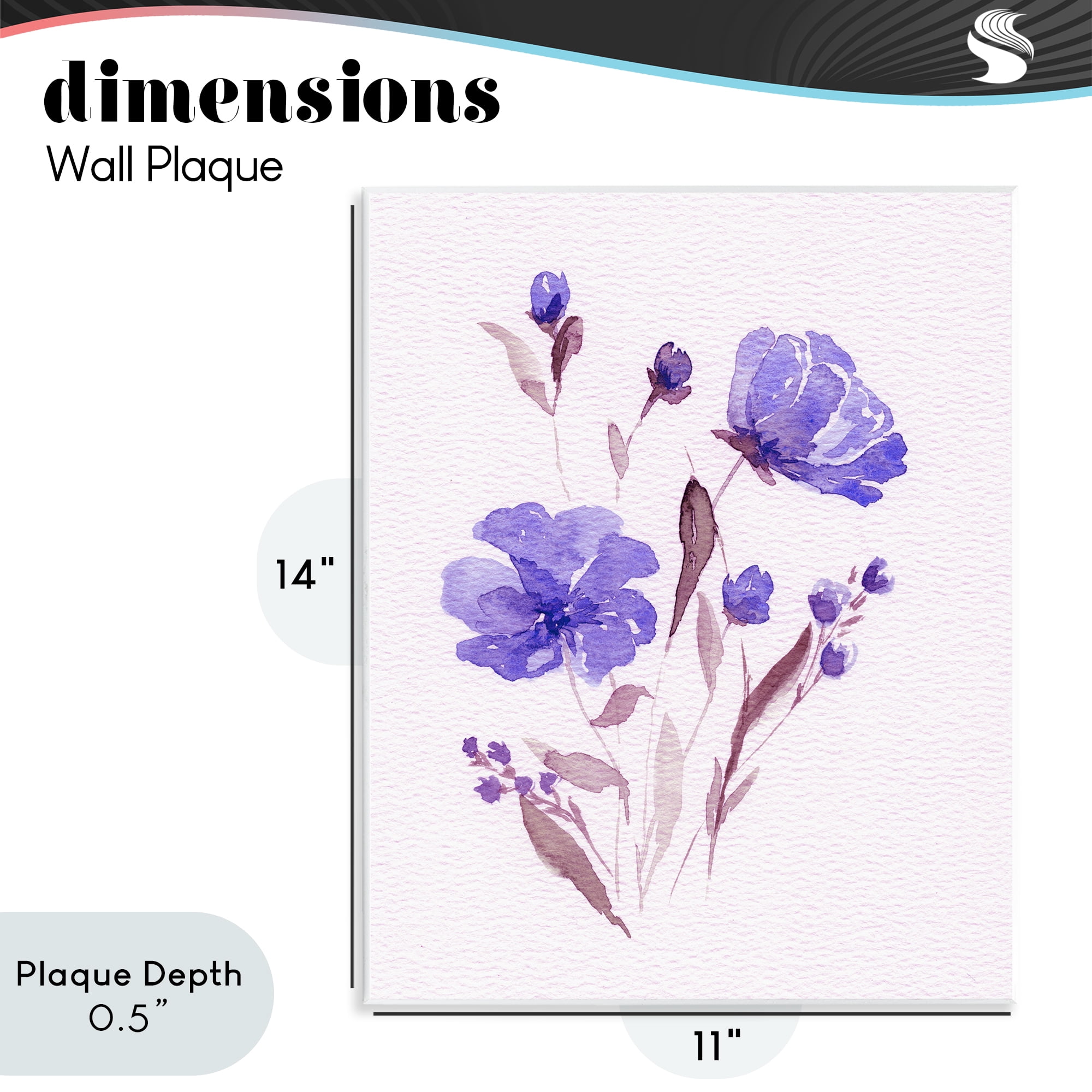 Stupell Industries Watercolor Purple Flowers Wall Plaque Art, design by Leah Noel Art