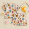 thumbnail image 4 of Okbabeha Toddler Girl Summer Clothes Baby Girls Floral T Shirt Shorts Set Infant Boho Flower Outfit 2pcs Matching Suit, 4 of 7