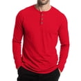 thumbnail image 5 of Inglocry Men's Henley Shirt - Long Sleeve Solid Color Cotton Henley Thermal Shirt - Undershirts for Men Red L, 5 of 5