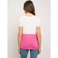 thumbnail image 2 of Fantastic Fawn Womens Front Tie Short Sleeve Round Neck Top, White / Pink (Large), 2 of 4