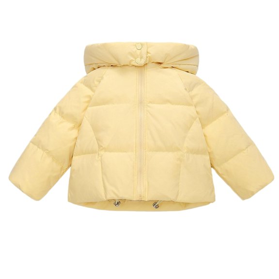 xaoyunyn Girls Stand Up Collar Jacket Winter Warm Lightweight Puffer Hooded Coat Solid Color Zipper Outerwear 2-10 Years