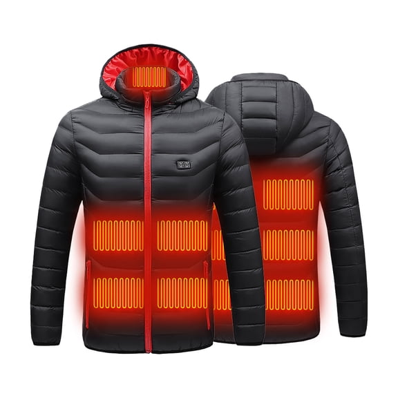 XFLWAM Heated Jacket for Men and Women Heated Coat Hooded Heating Warm Jackets Windproof USB Charging Electric Body Warmer with 11 Heating Zone Black 4XL