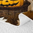 thumbnail image 5 of Homewish Halloween Ghost Bed Spread Queen, Spooky Animal Daisy Queen Coverlet Set, Dark Brown White Orange, 3pcs 1 Bedspread and 2 Pillowcases, 5 of 7